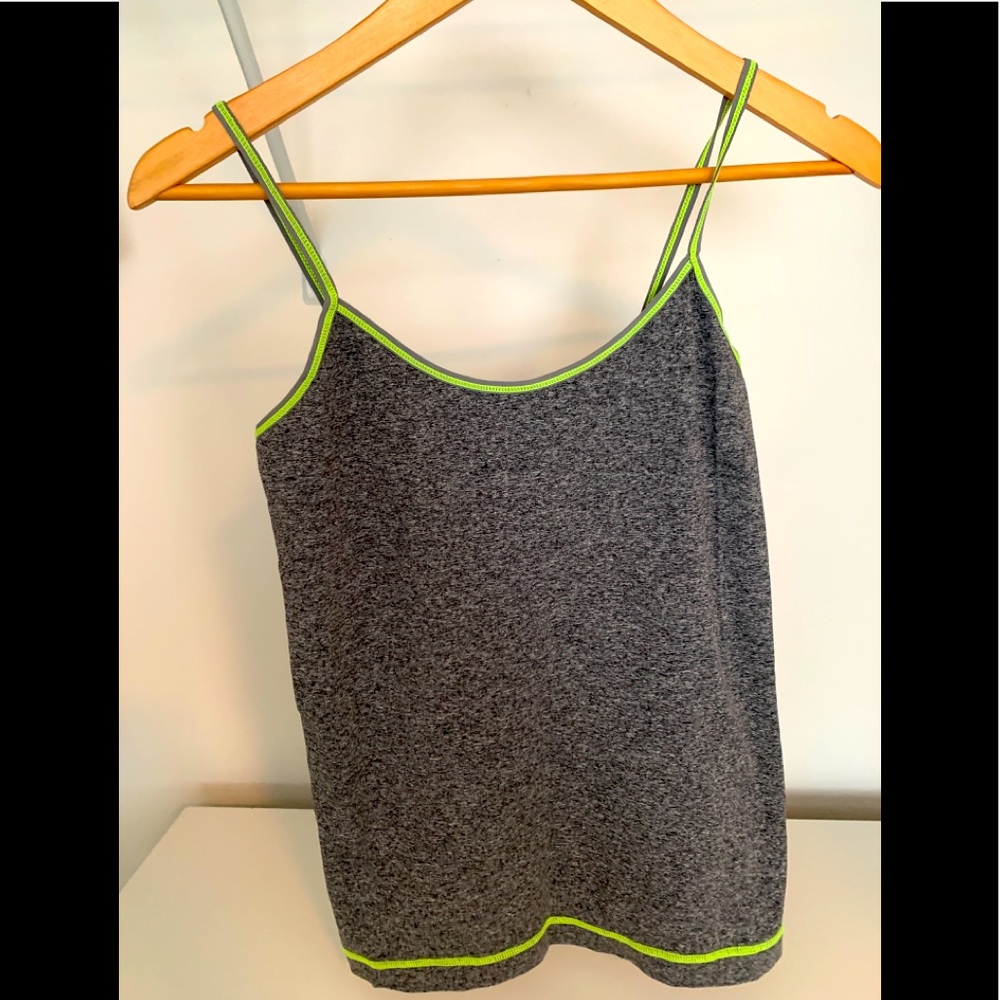 XOXO Grey Tank Top with Lime Green Stitching, Like New, Size XL more like M